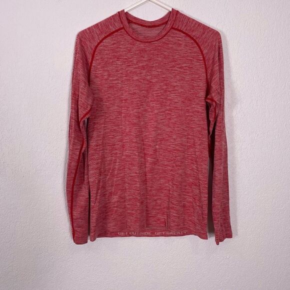 Lululemon Red Perforated Long Sleeve Workout Top - Picture 1 of 7